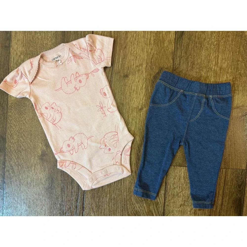 Carters Baby Girl 3 Months Outfits Ruffled Pants Jeans Shirts Spring Clothes Lot